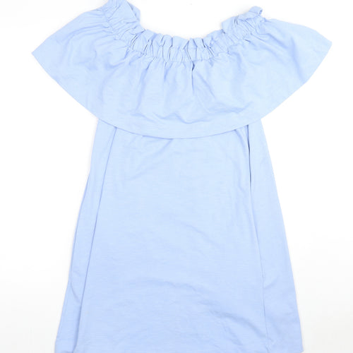 H&M Womens Blue Cotton A-Line Size M Boat Neck Pullover