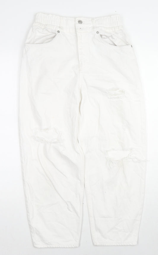 AllSaints Womens White Cotton Mom Jeans Size 10 L24 in Regular Zip