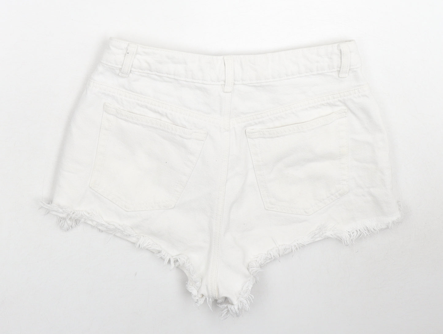 Denim & Co. Womens White Cotton Cut-Off Shorts Size 8 L3 in Regular Zip