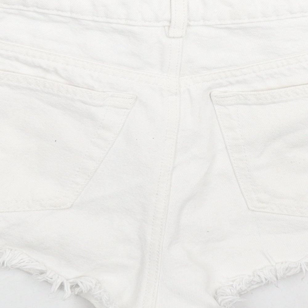 Denim & Co. Womens White Cotton Cut-Off Shorts Size 8 L3 in Regular Zip