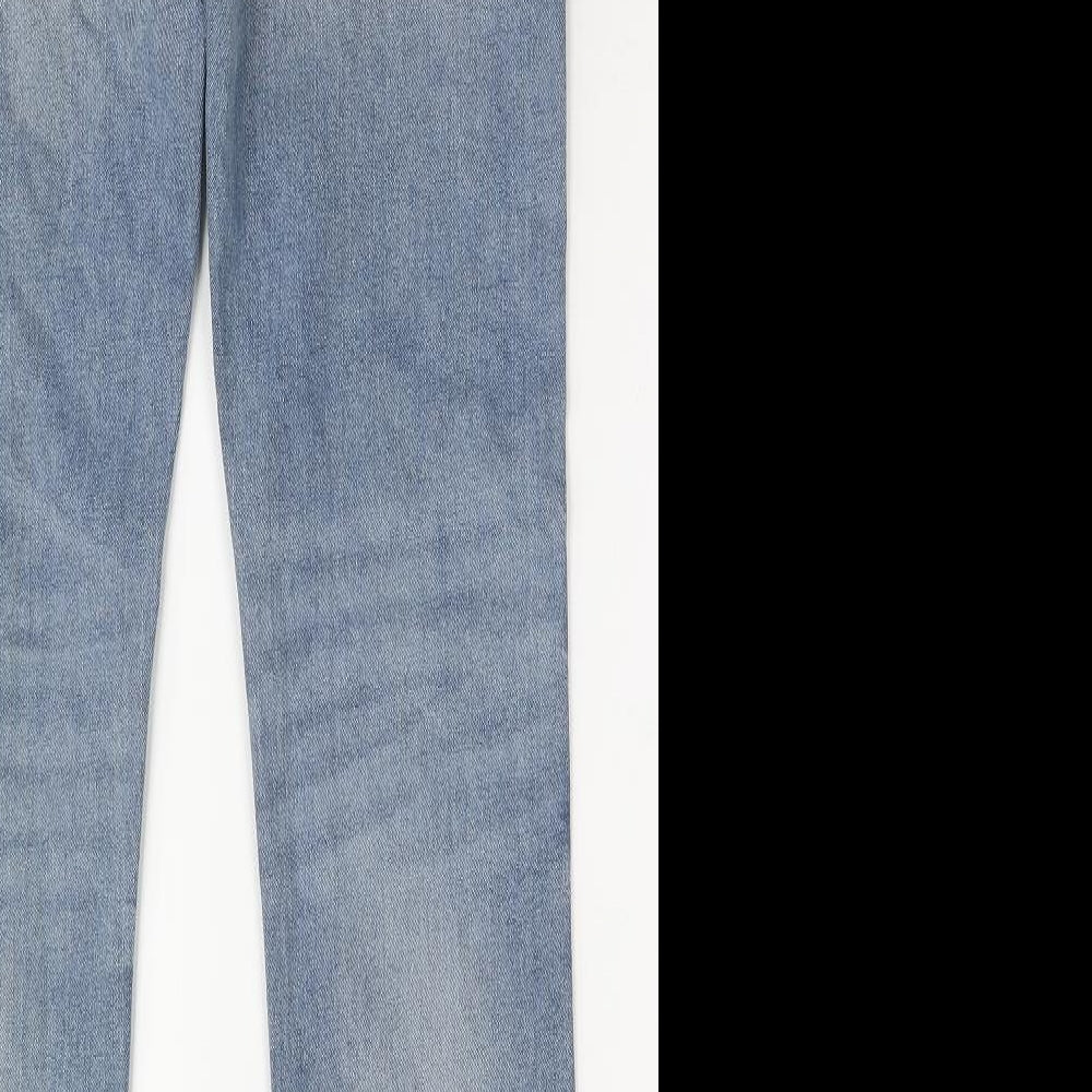 Marks and Spencer Mens Blue Cotton Straight Jeans Size 30 in L33 in Regular Zip