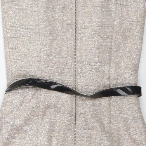 Armani Exchange Womens Beige Cotton Shift Size 6 Boat Neck Zip