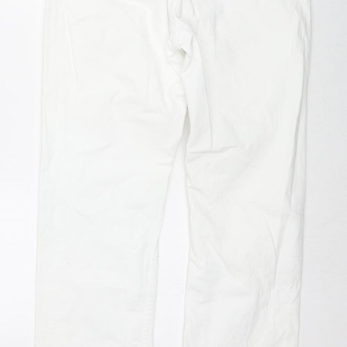 Marks and Spencer Womens White Cotton Straight Jeans Size 14 L31 in Regular Zip