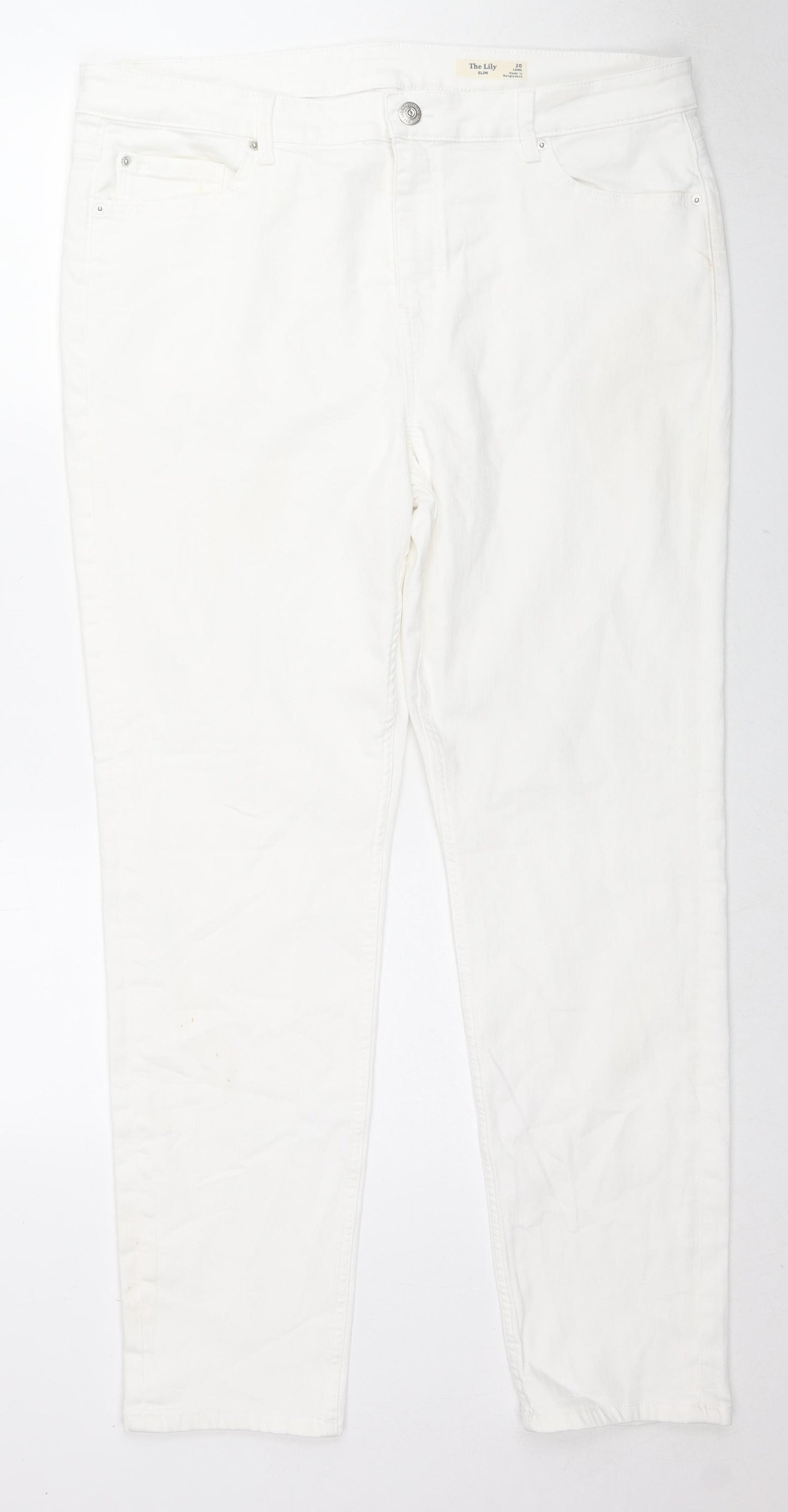 Marks and Spencer Womens White Cotton Skinny Jeans Size 20 L30 in Regular Zip