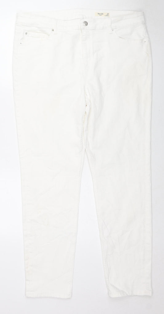 Marks and Spencer Womens White Cotton Skinny Jeans Size 20 L30 in Regular Zip