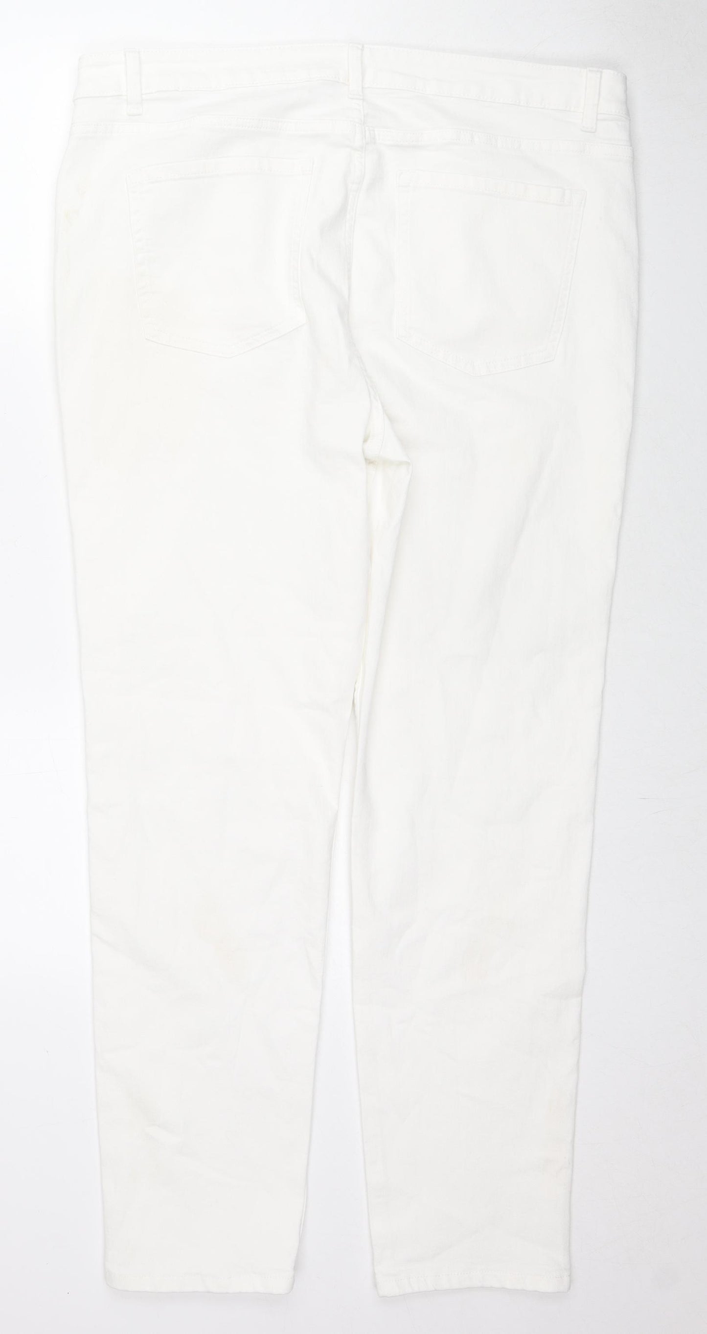 Marks and Spencer Womens White Cotton Skinny Jeans Size 20 L30 in Regular Zip