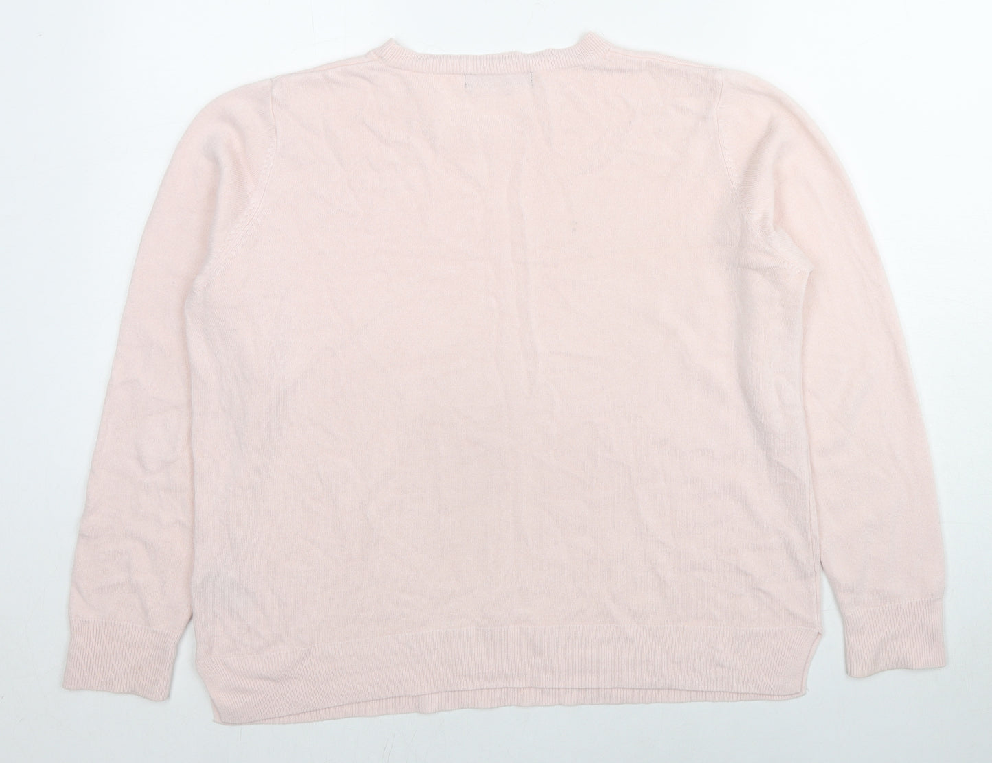 Marks and Spencer Womens Pink Round Neck Acrylic Pullover Jumper Size 18