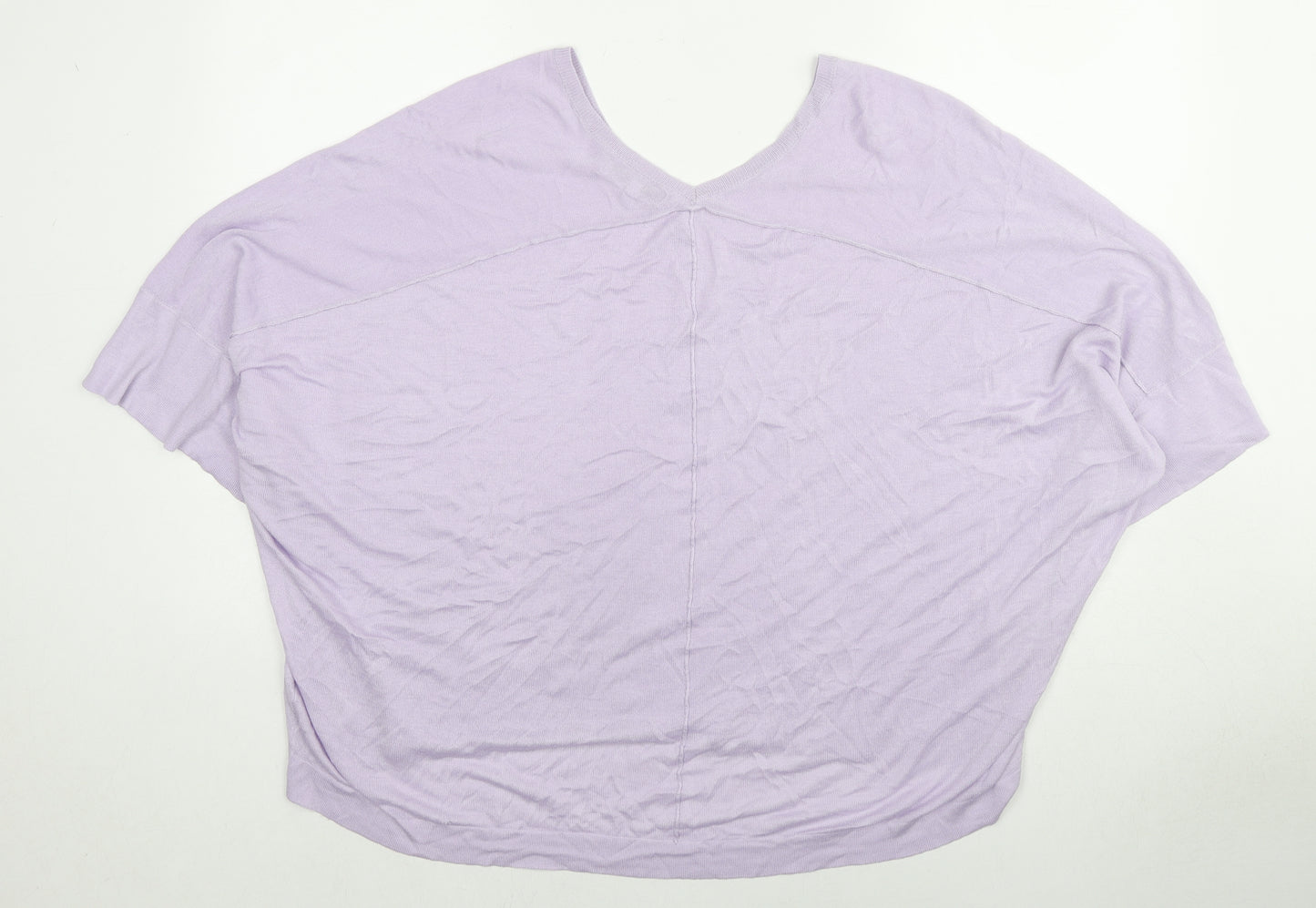 NEXT Womens Purple V-Neck Viscose Pullover Jumper Size XL