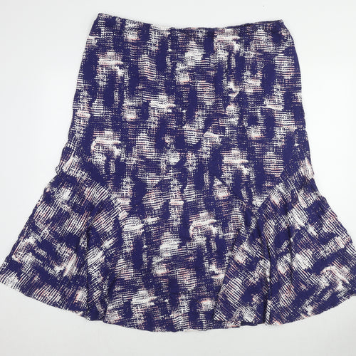 Marks and Spencer Womens Blue Geometric Viscose Swing Skirt Size 20