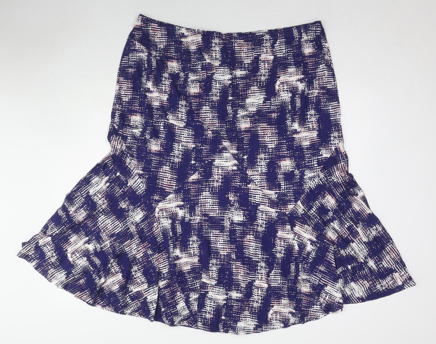 Marks and Spencer Womens Blue Geometric Viscose Swing Skirt Size 20