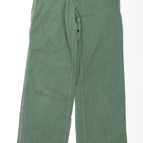 Pull&Bear Womens Green Cotton Wide-Leg Jeans Size 6 L32 in Regular Zip - Cargo