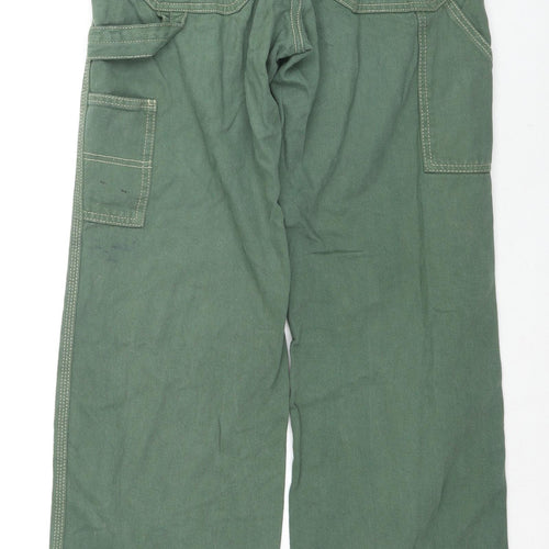 Pull&Bear Womens Green Cotton Wide-Leg Jeans Size 6 L32 in Regular Zip - Cargo