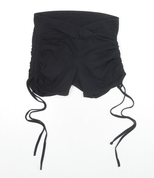 Boohoo Womens Black Cotton Sweat Shorts Size 6 L3 in Regular Pull On