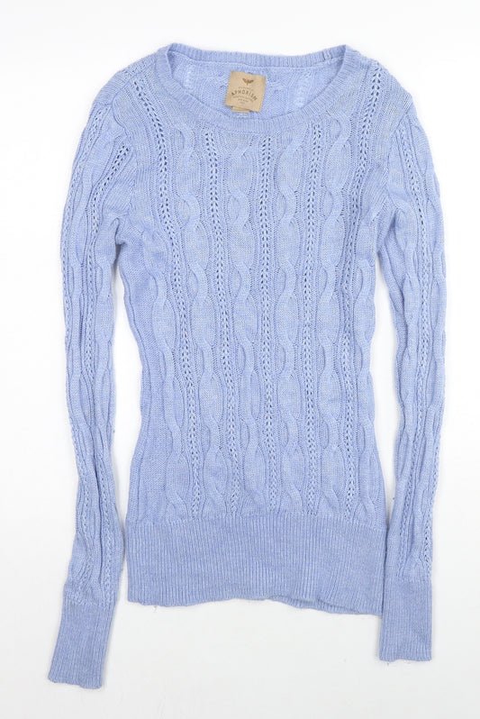 Aphorism Womens Blue Scoop Neck Nylon Pullover Jumper Size 12