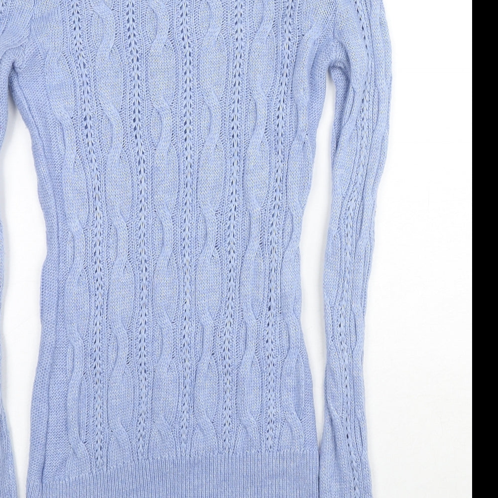Aphorism Womens Blue Scoop Neck Nylon Pullover Jumper Size 12