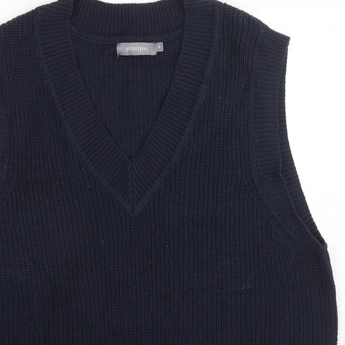 Principles Womens Blue V-Neck Cotton Vest Jumper Size S