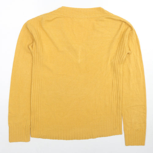 NEXT Womens Yellow V-Neck Acrylic Pullover Jumper Size 8