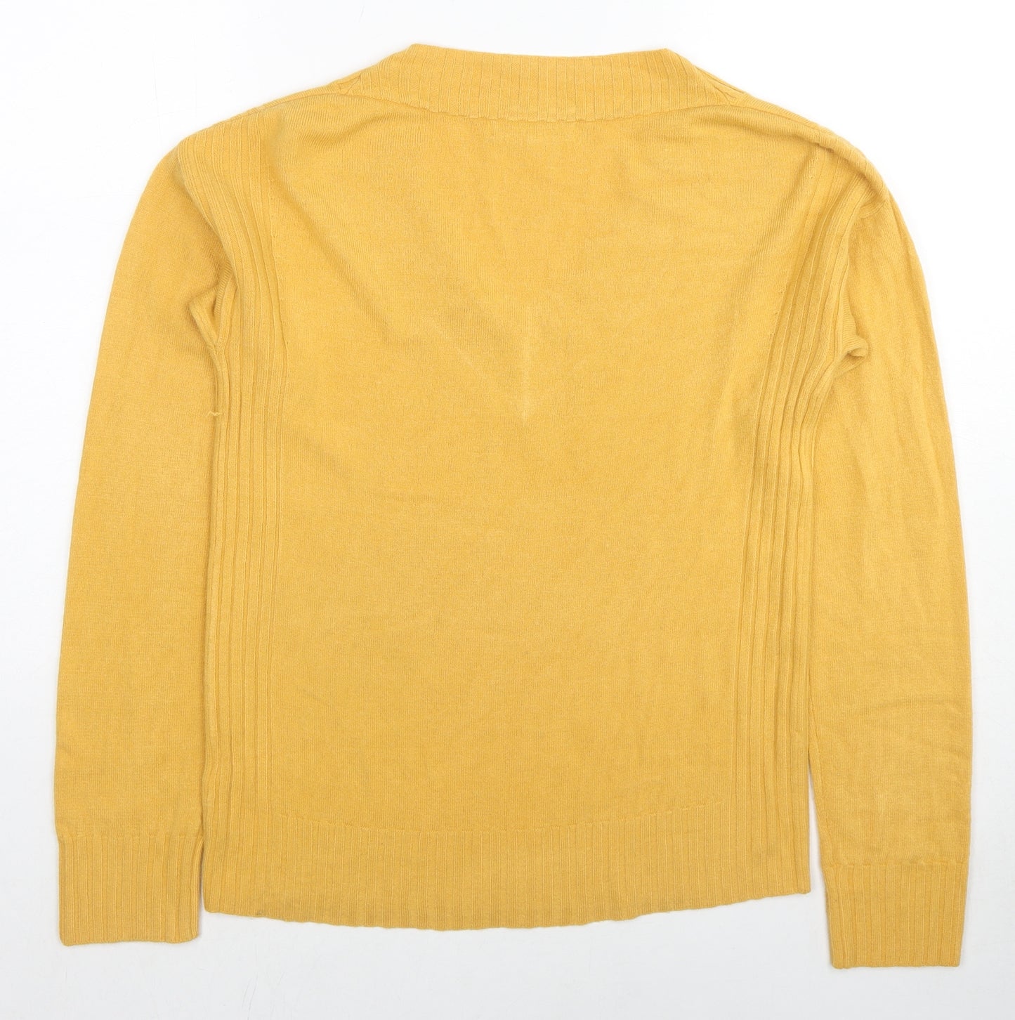 NEXT Womens Yellow V-Neck Acrylic Pullover Jumper Size 8