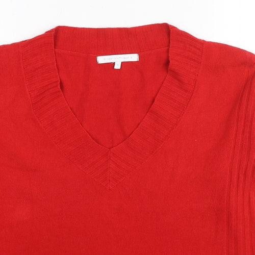 NEXT Womens Red V-Neck Acrylic Pullover Jumper Size 10