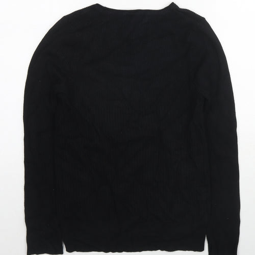 Marks and Spencer Womens Black Round Neck Viscose Pullover Jumper Size 16