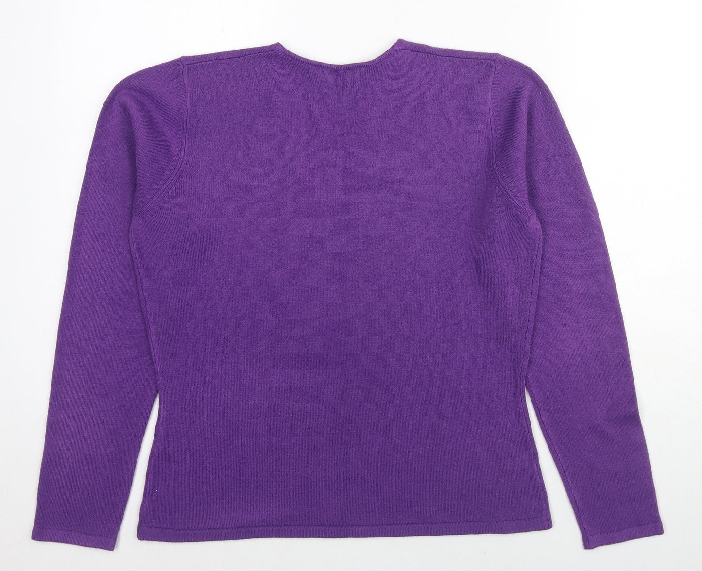 Dorothy Perkins Womens Purple V-Neck Acrylic Pullover Jumper Size 14