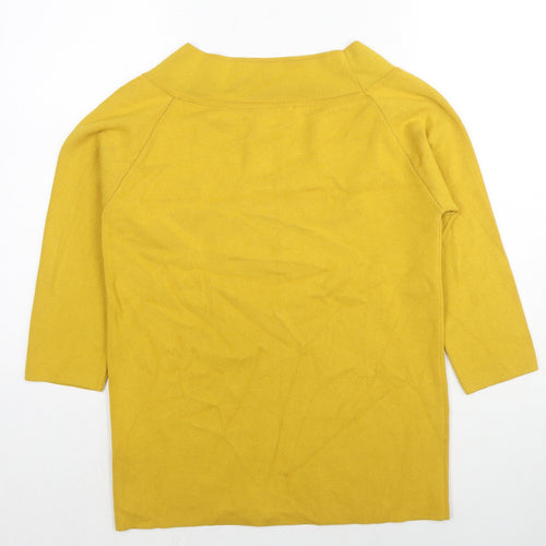 Marks and Spencer Womens Yellow V-Neck Viscose Pullover Jumper Size 16