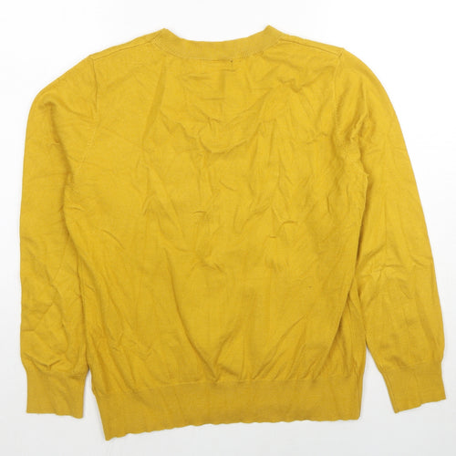 Klass Womens Yellow Round Neck Viscose Pullover Jumper Size M