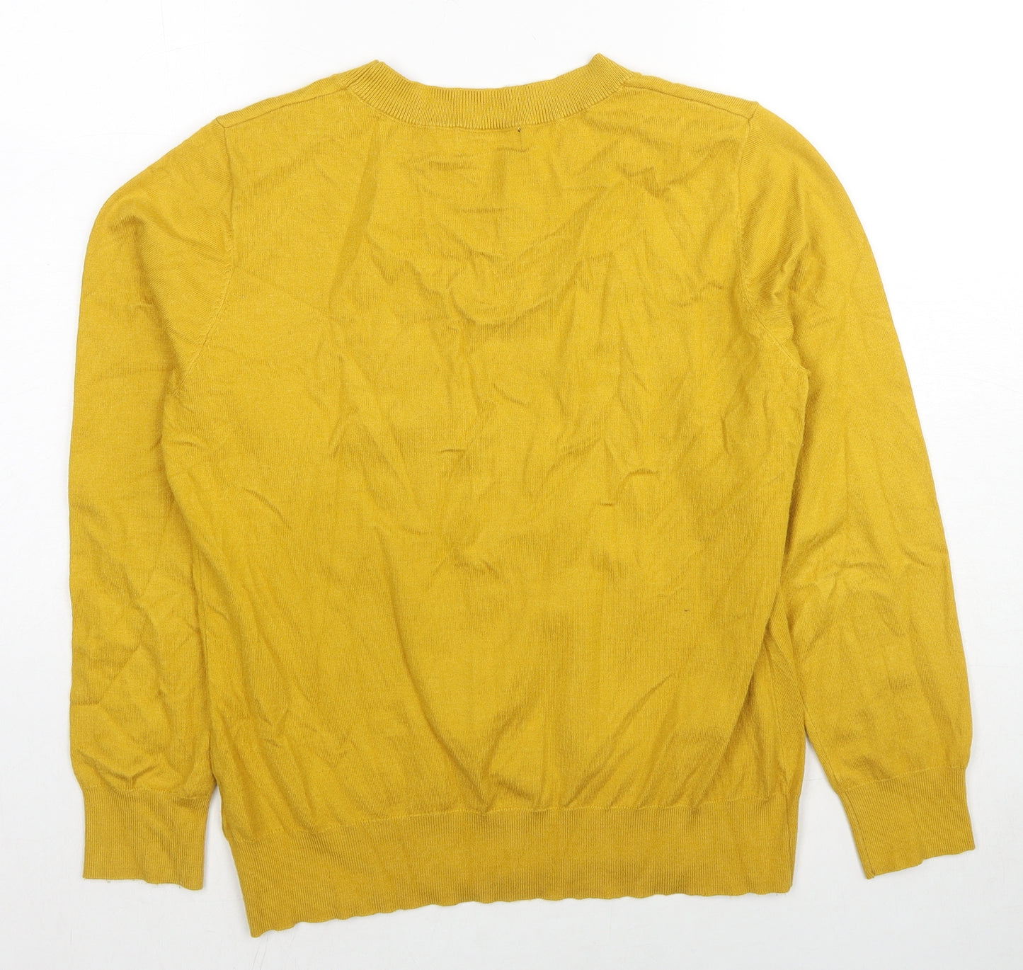 Klass Womens Yellow Round Neck Viscose Pullover Jumper Size M