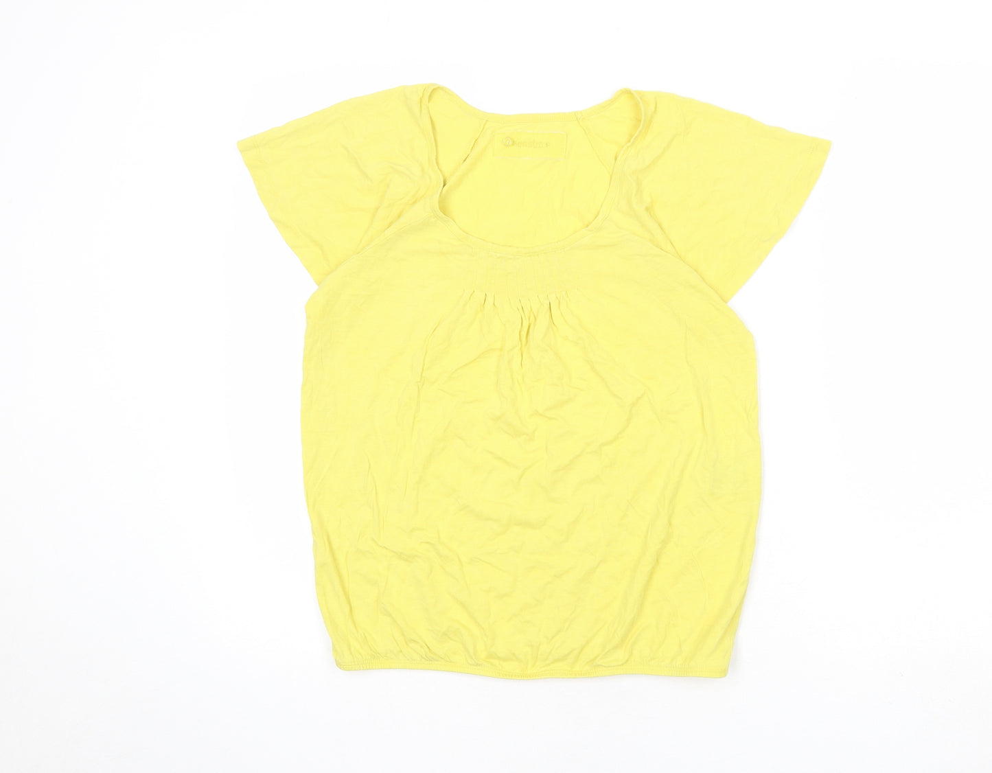 Sessúm Womens Yellow Lyocell Basic T-Shirt Size M Scoop Neck