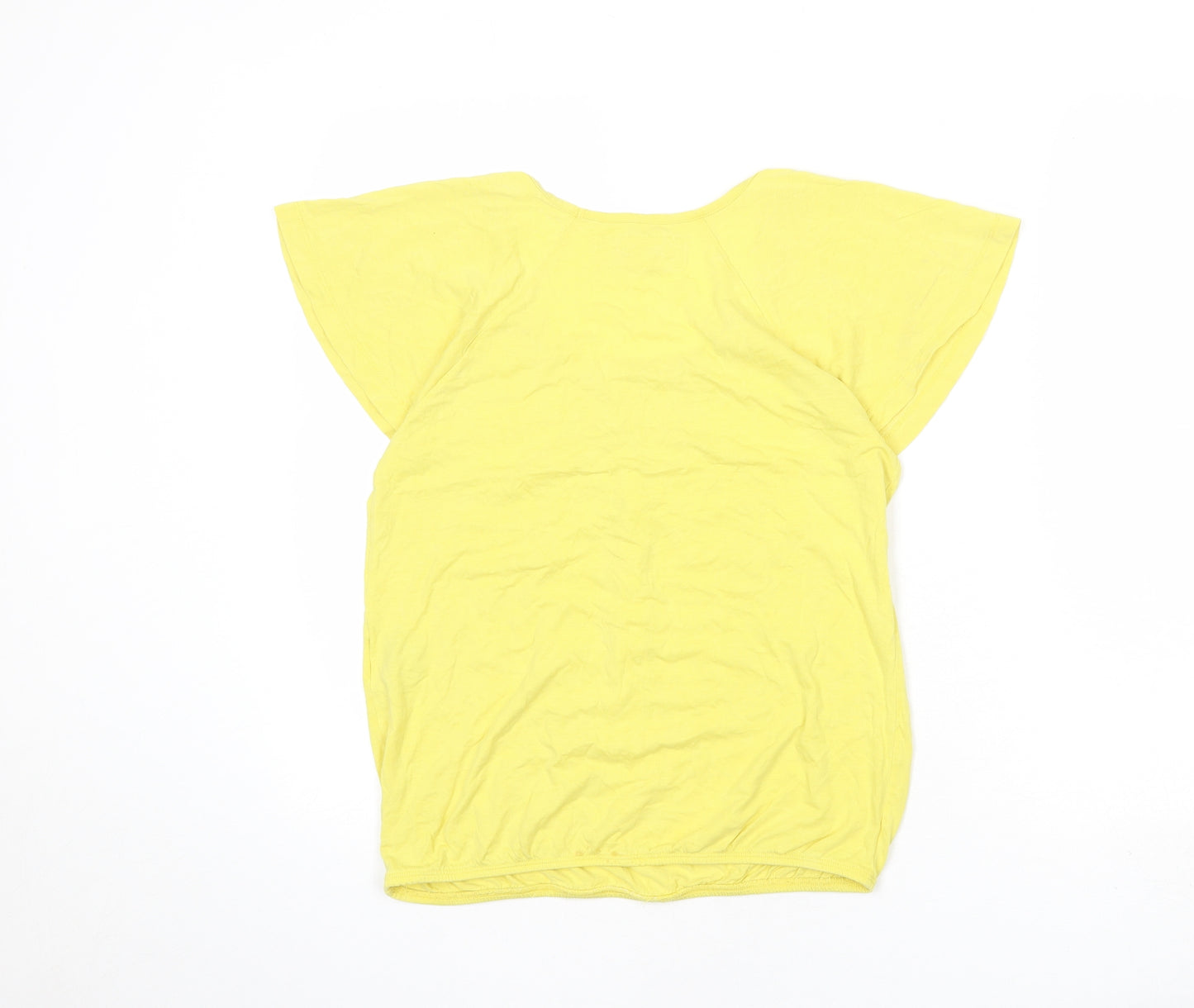 Sessúm Womens Yellow Lyocell Basic T-Shirt Size M Scoop Neck