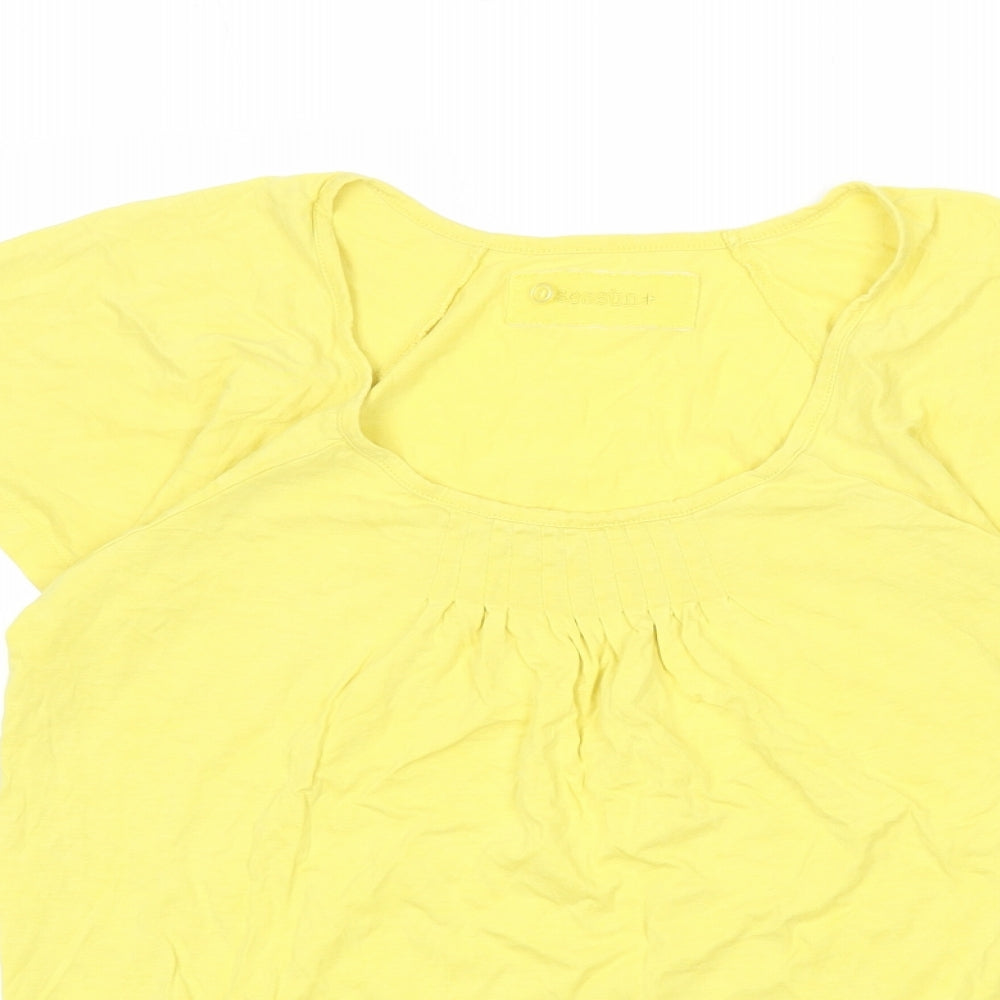 Sessúm Womens Yellow Lyocell Basic T-Shirt Size M Scoop Neck