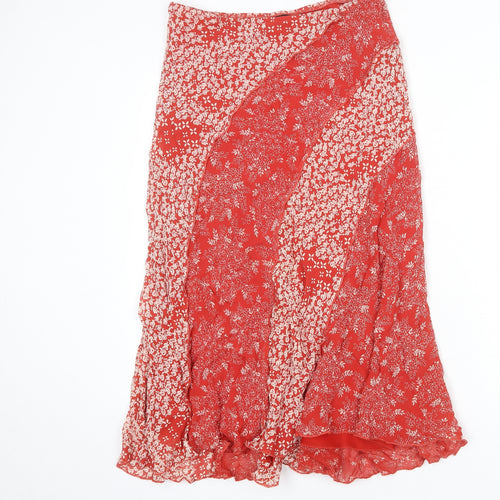 Per Una Womens Red Floral Viscose Swing Skirt Size 12