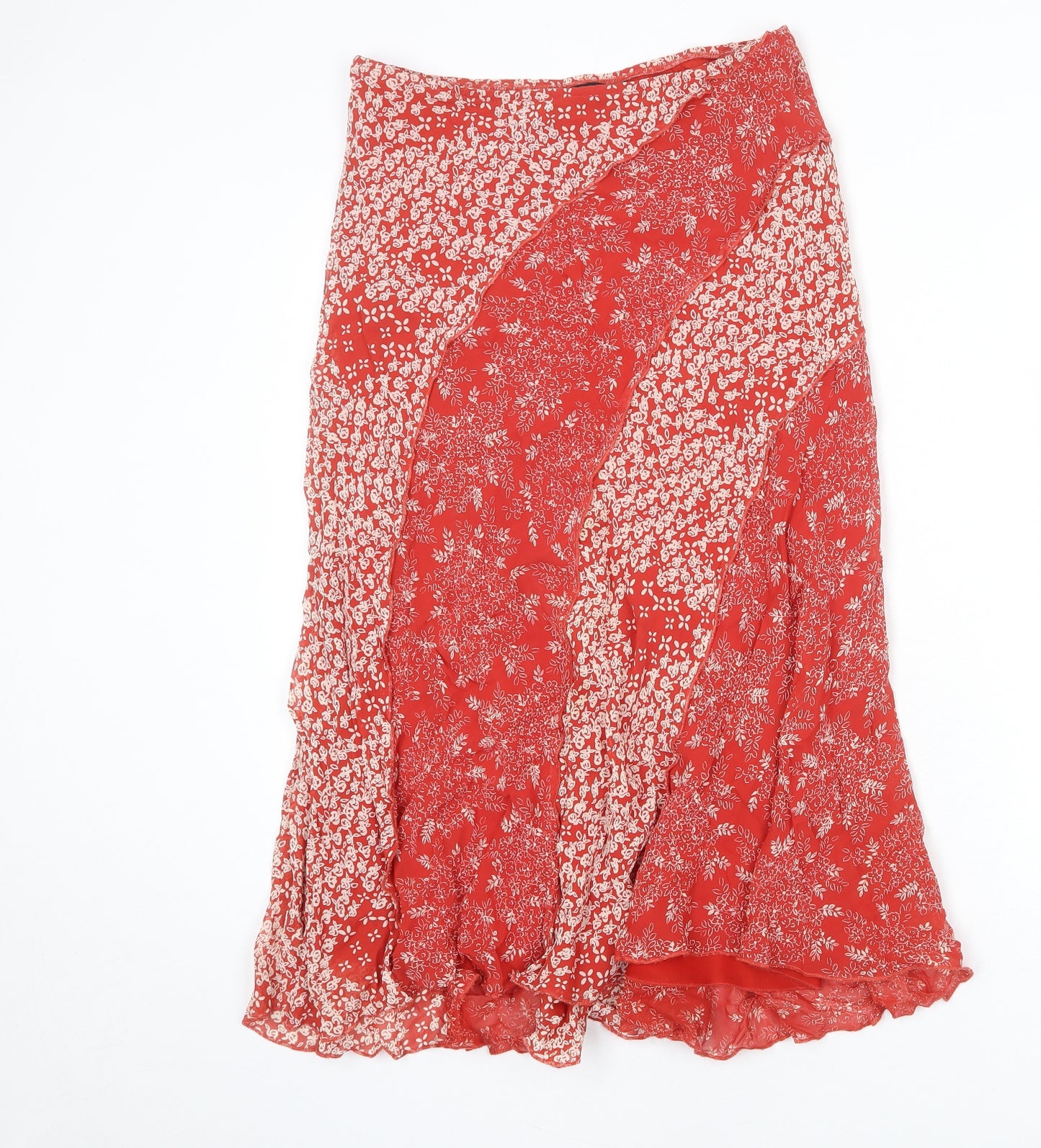 Per Una Womens Red Floral Viscose Swing Skirt Size 12