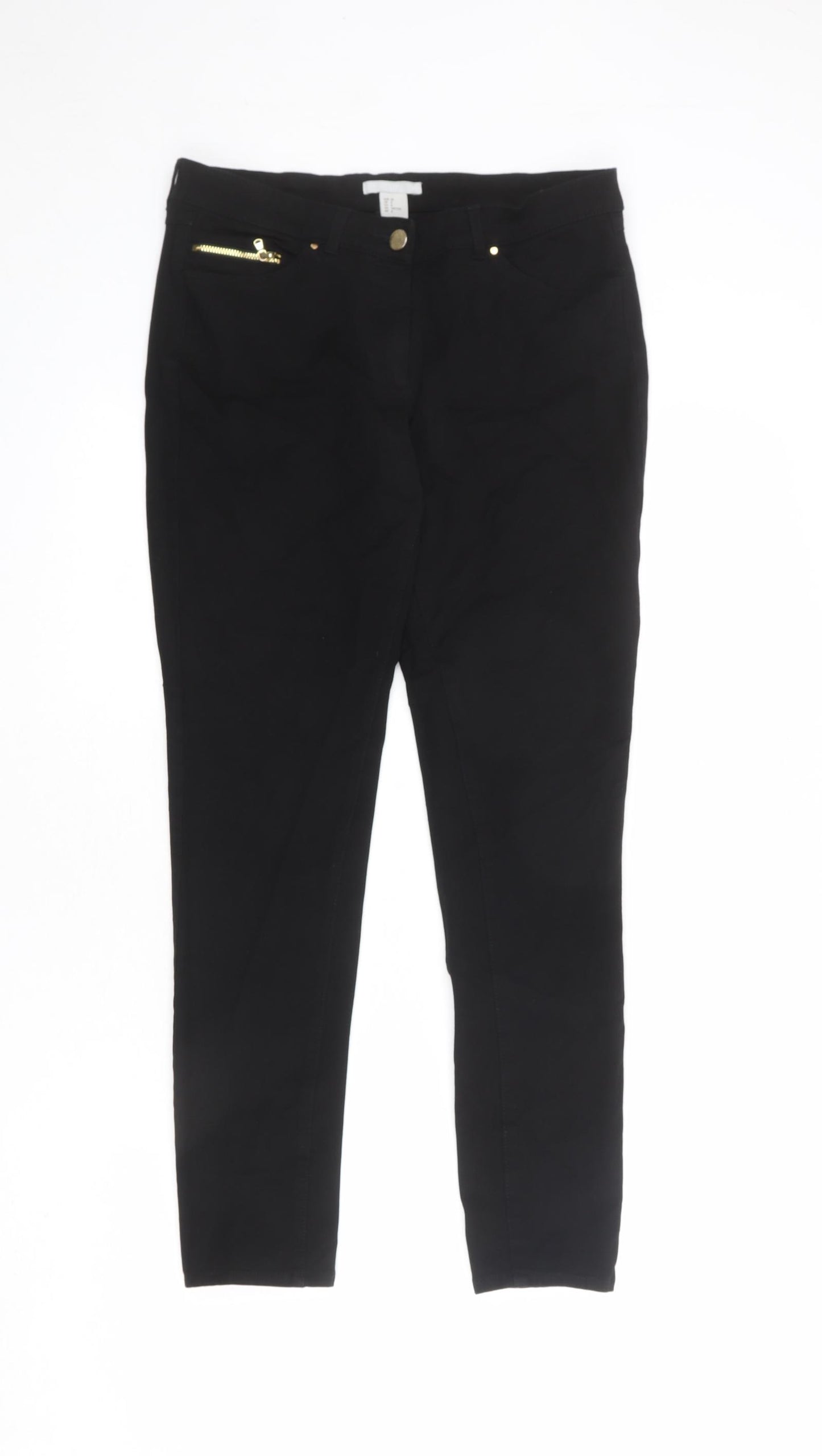 H&M Womens Black Cotton Skinny Jeans Size 12 L28 in Regular Zip