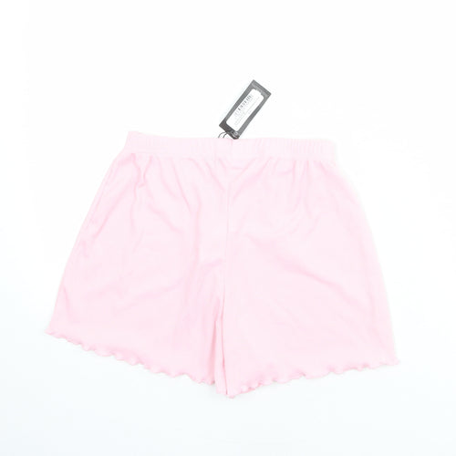 PRETTYLITTLETHING Womens Pink Polyester Sweat Shorts Size S L3 in Regular Pull On