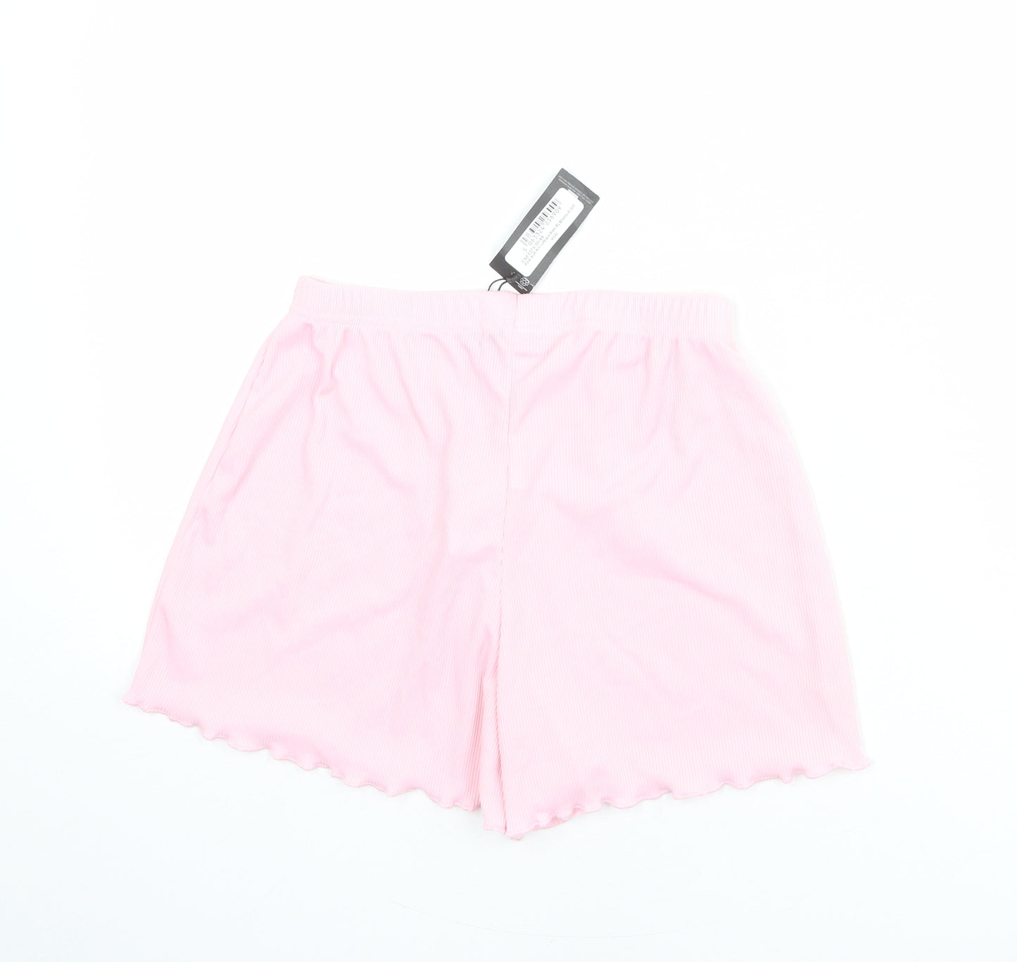 PRETTYLITTLETHING Womens Pink Polyester Sweat Shorts Size S L3 in Regular Pull On