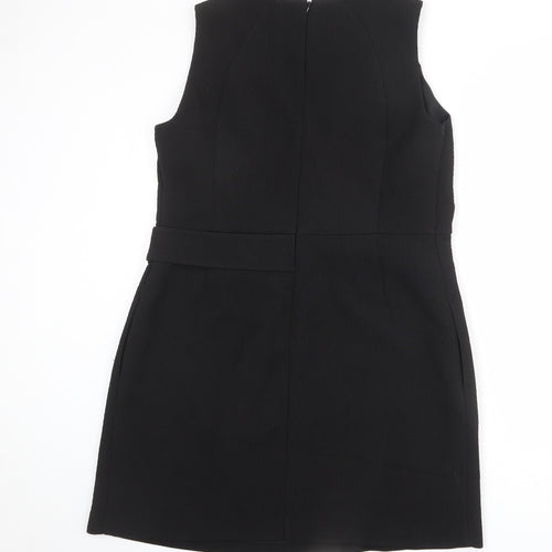 NEXT Womens Black Polyester Shift Size 18 Round Neck Zip