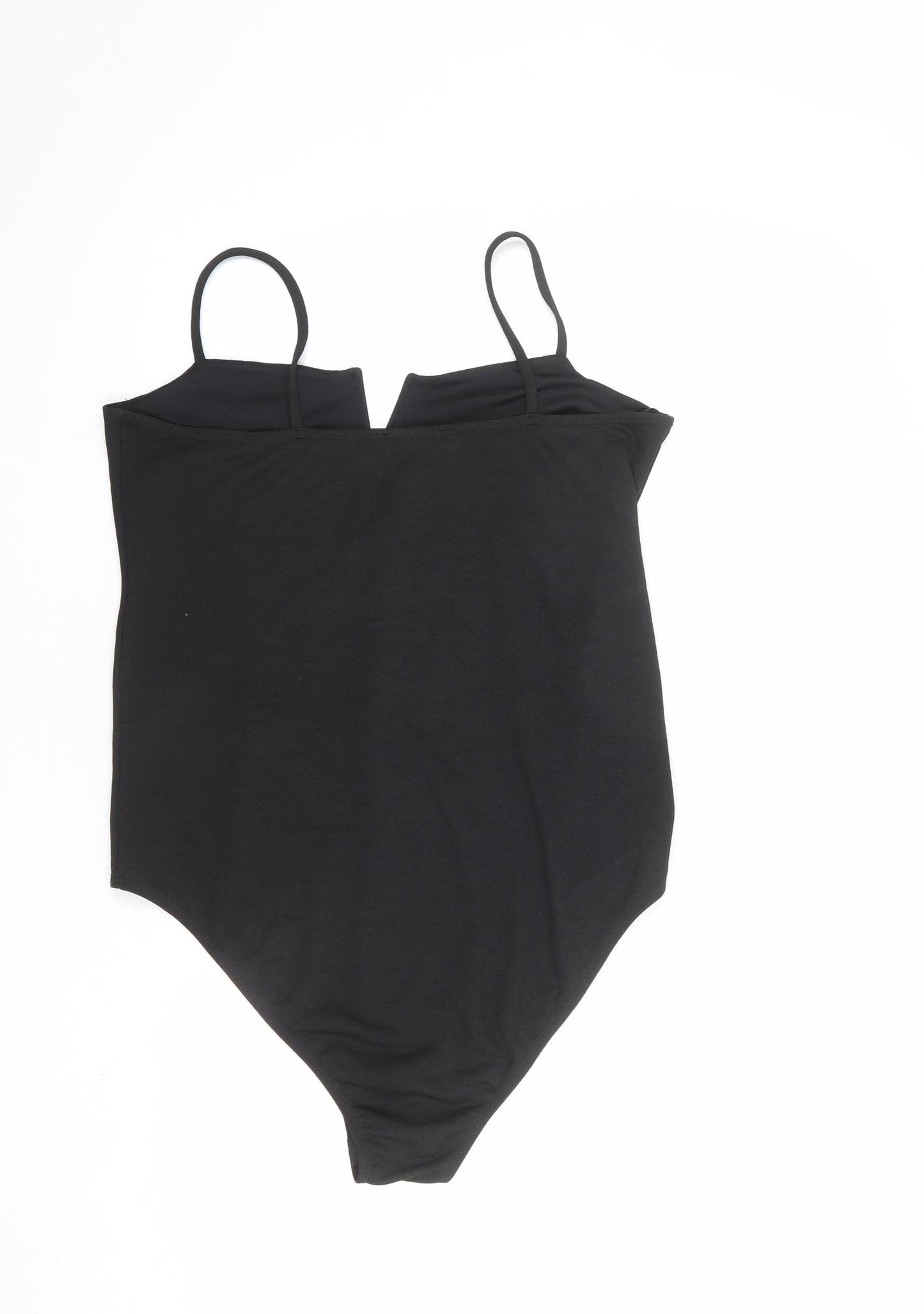 New Look Womens Black Polyester Bodysuit One-Piece Size 8 Snap
