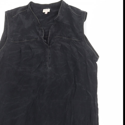Whistles Womens Black Silk A-Line Size 10 V-Neck Button
