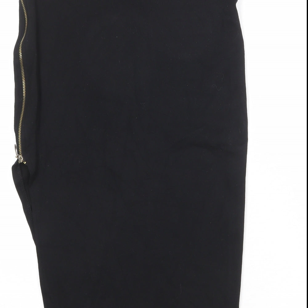 River Island Womens Black Viscose Straight & Pencil Skirt Size 8 Zip