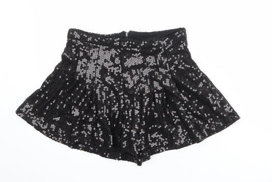 Topshop Womens Black Viscose Basic Shorts Size 10 L3 in Regular Zip