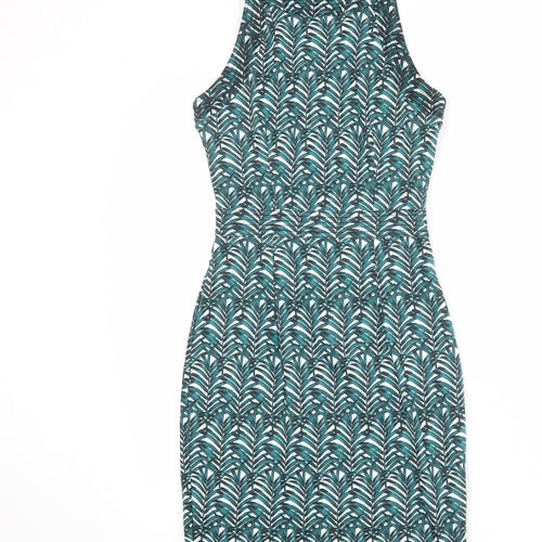 H&M Womens Multicoloured Geometric Polyester Bodycon Size XS Round Neck Zip
