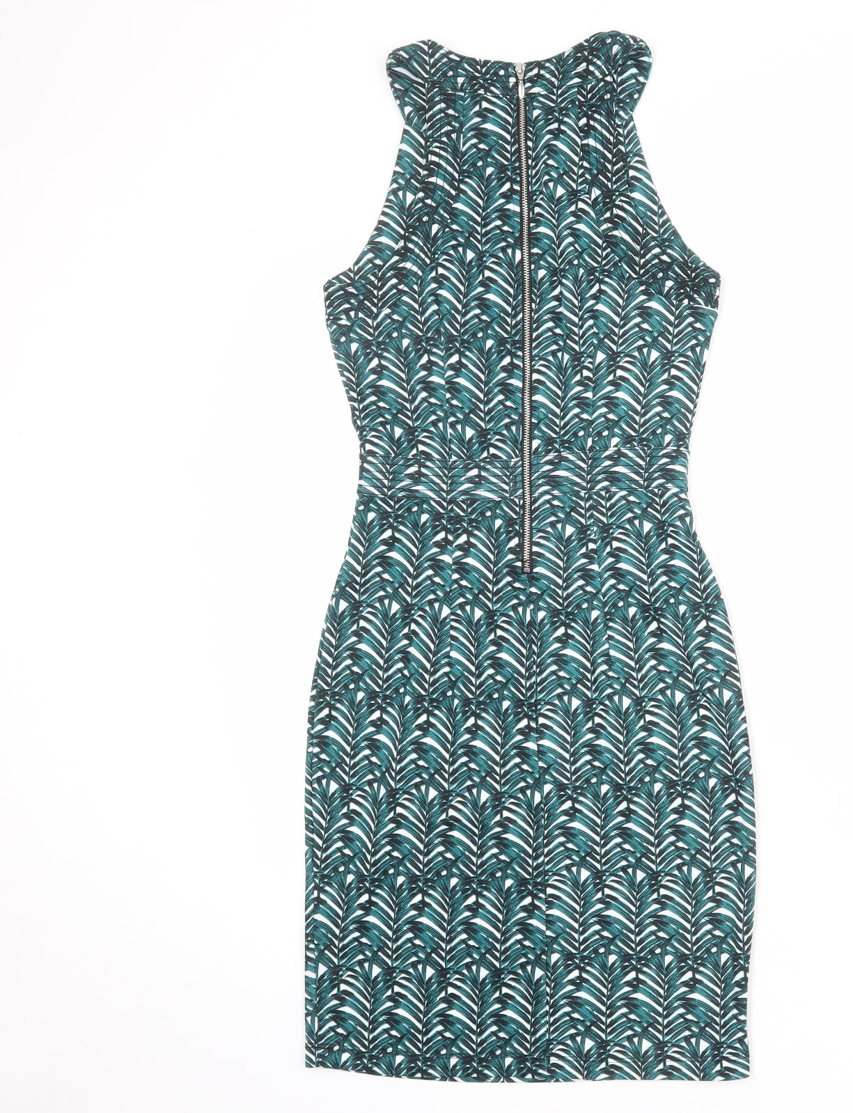 H&M Womens Multicoloured Geometric Polyester Bodycon Size XS Round Neck Zip