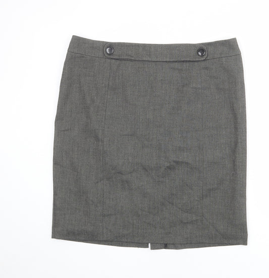 Marks and Spencer Womens Grey Polyester A-Line Skirt Size 20 Zip