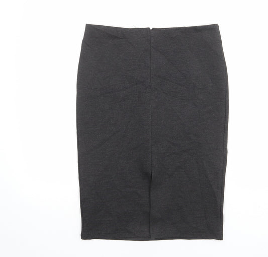 Mango Womens Grey Viscose Straight & Pencil Skirt Size M Zip