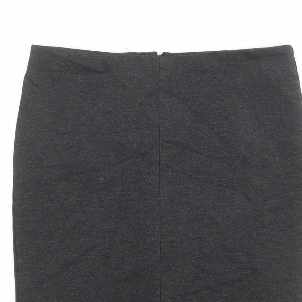 Mango Womens Grey Viscose Straight & Pencil Skirt Size M Zip