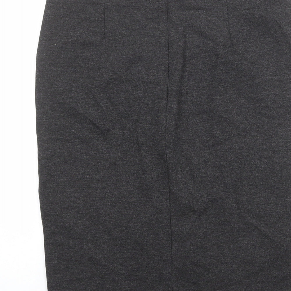 Mango Womens Grey Viscose Straight & Pencil Skirt Size M Zip