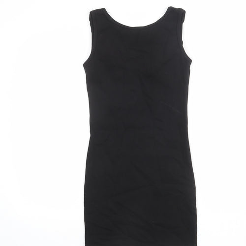Miss Selfridge Womens Black Cotton Bodycon Size 8 Round Neck Pullover