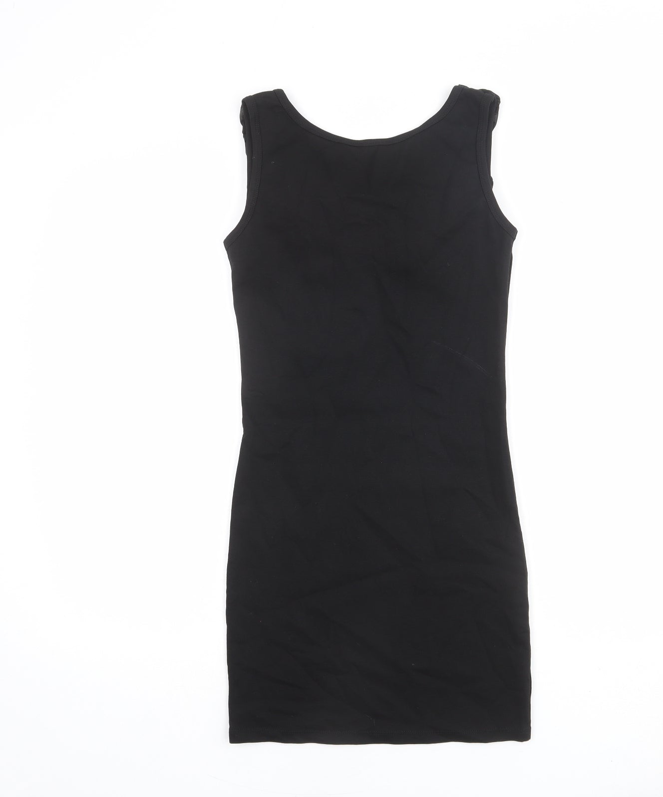 Miss Selfridge Womens Black Cotton Bodycon Size 8 Round Neck Pullover