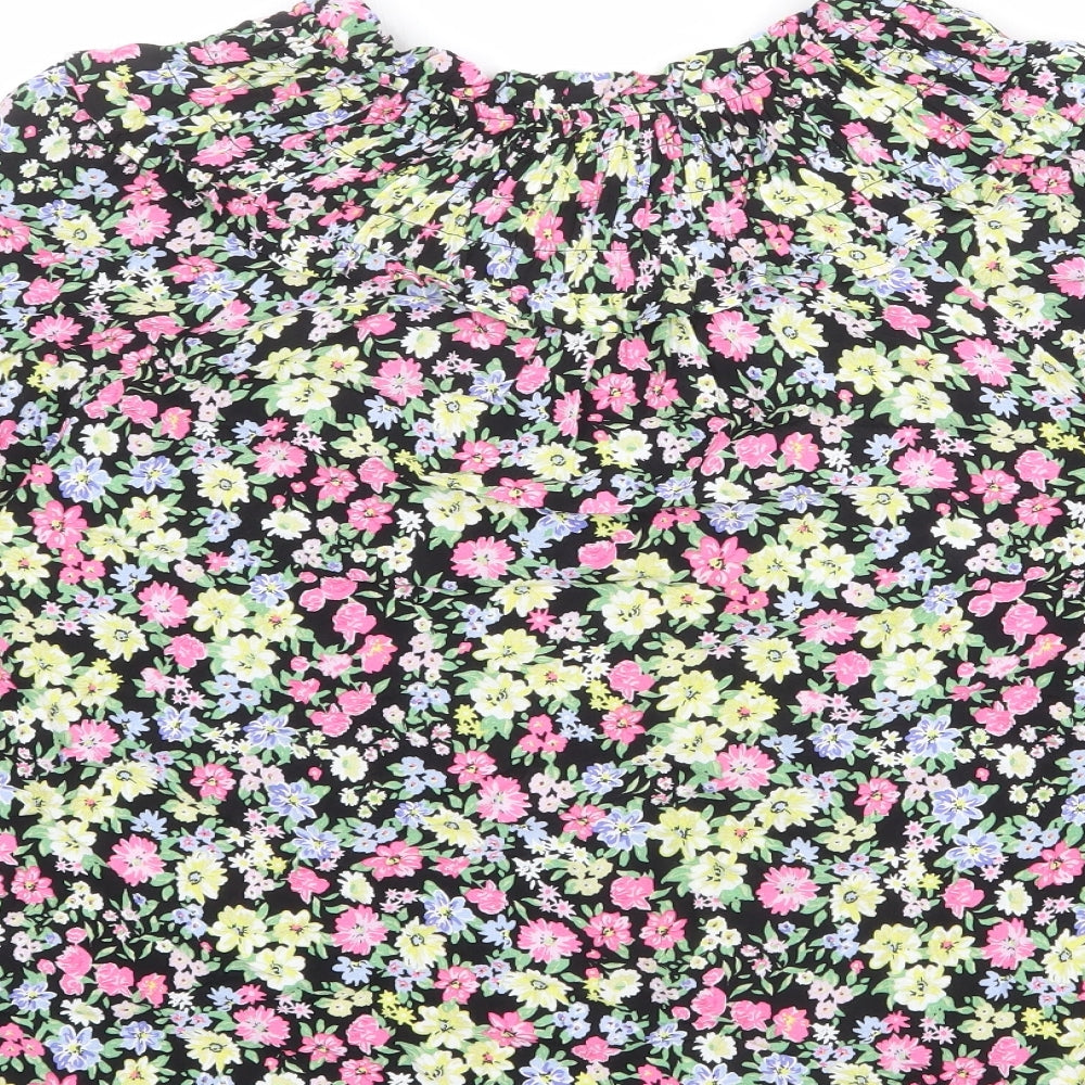 Marks and Spencer Womens Multicoloured Floral Viscose Basic Blouse Size 14 V-Neck